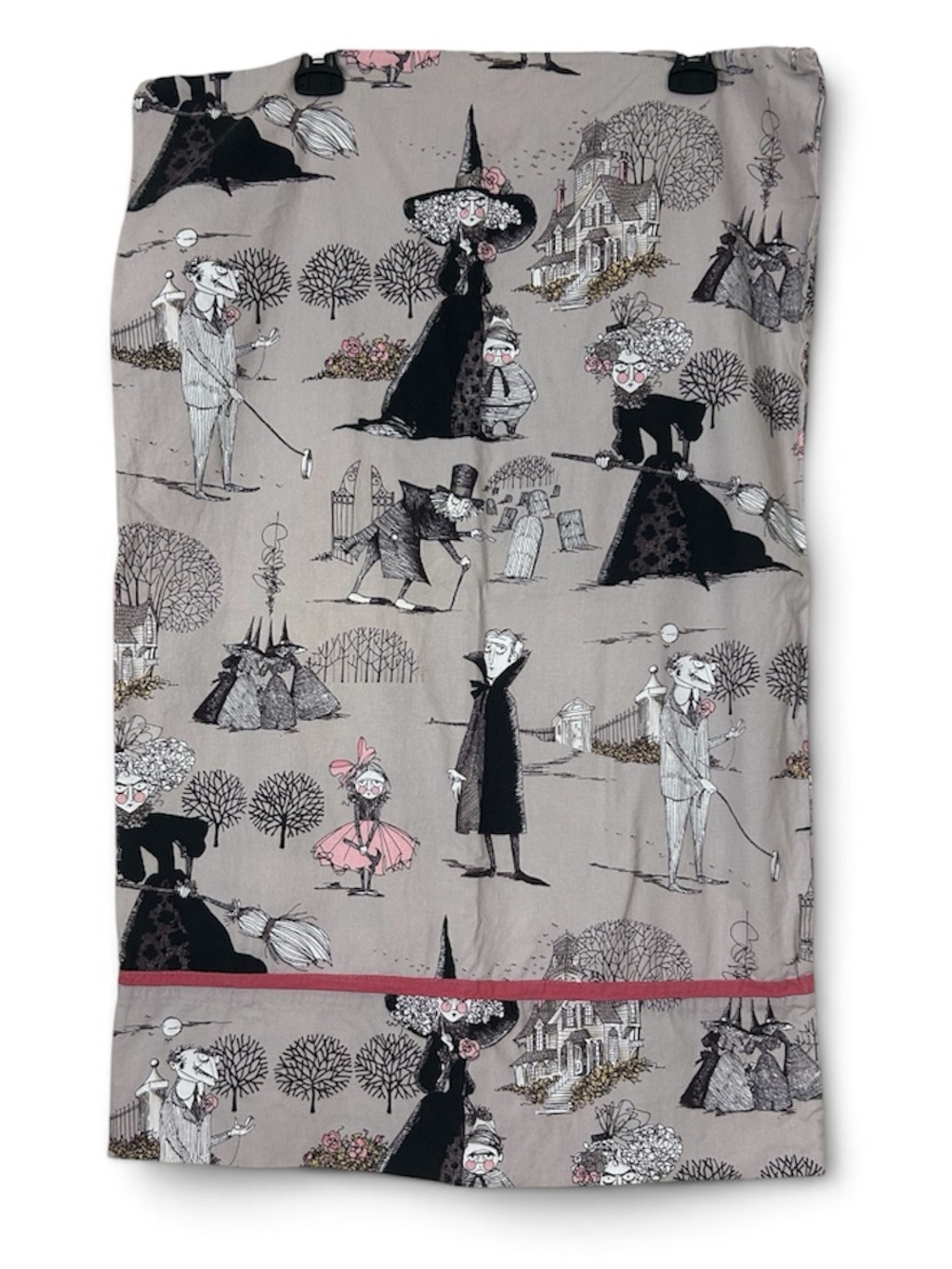 4/$25 Halloween Pillowcase - Gray with Black & Pink Accents